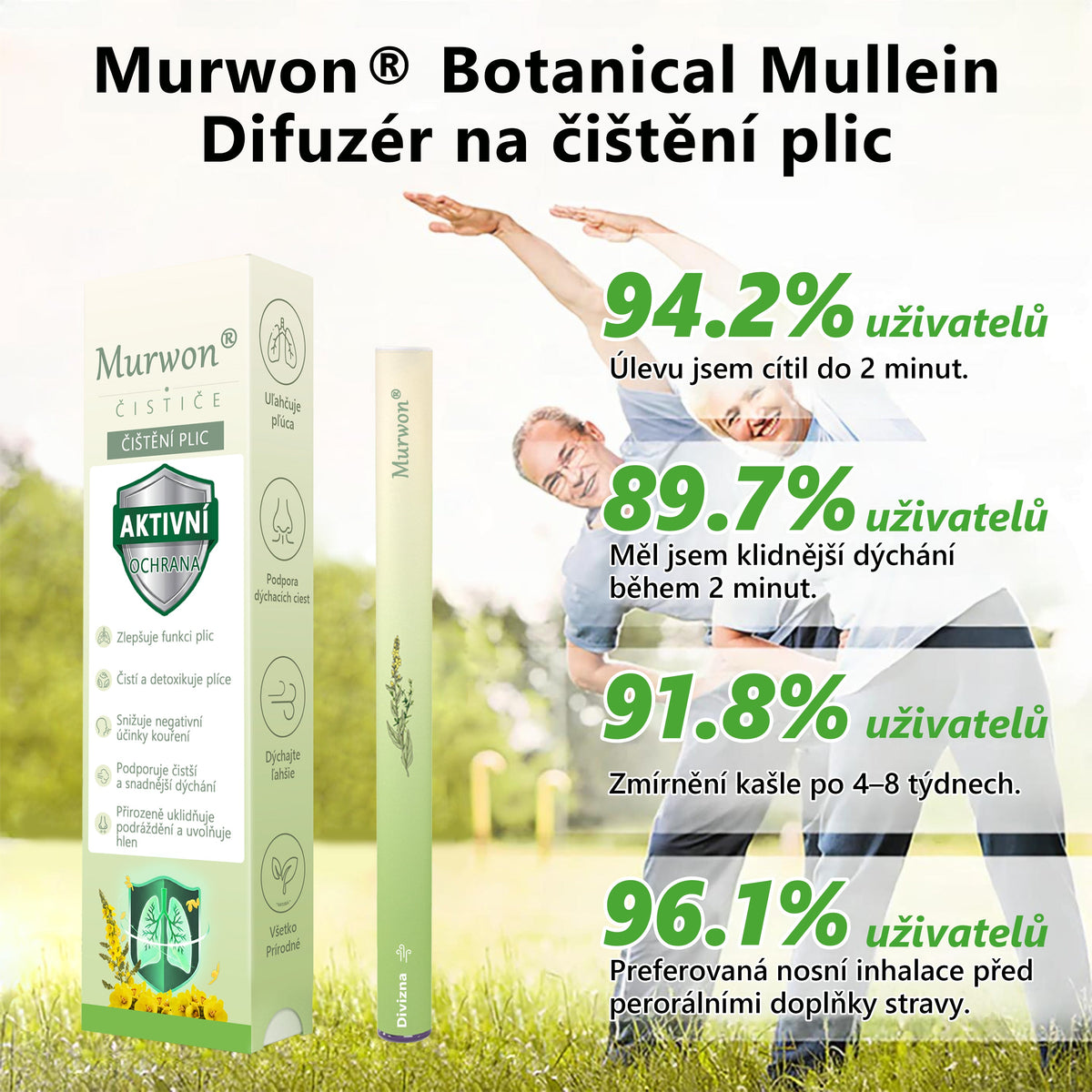 🇨🇿 Vysoce kvalitní český produkt s doručením po celé ČR ❤️ Murwon® bylinný inhalátor pro očistu plic🥐(👨‍⚕️ Účinná pomoc při: kašli, bolesti v krku, dušnosti, zahlenění, ucpaném nosu, zánětu průdušek, alergických příznacích a plicních potížích)🍈