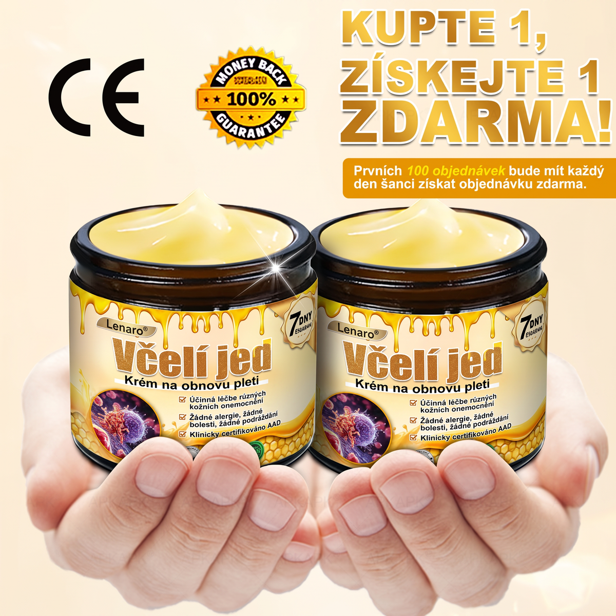 Lenaro® Krém s včelím jedem na obnovu pokožky 🍀 pomáhá při řešení kožních problémů, jako jsou: vrásky, jizvy, pigmentové skvrny, strie, akné, lupénka, ekzém, kožní léze, podráždění, záněty a další kožní potíže.