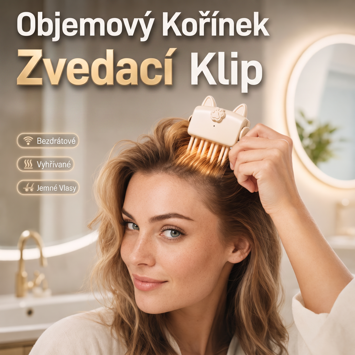 Přes 48 tis. prodaných kusů 💇 Bezdrátový vyhřívaný skřipec pro zvětšení objemu u kořínků, přenosný stylingový nástroj na cesty pro jemné a zplihlé vlasy 💎