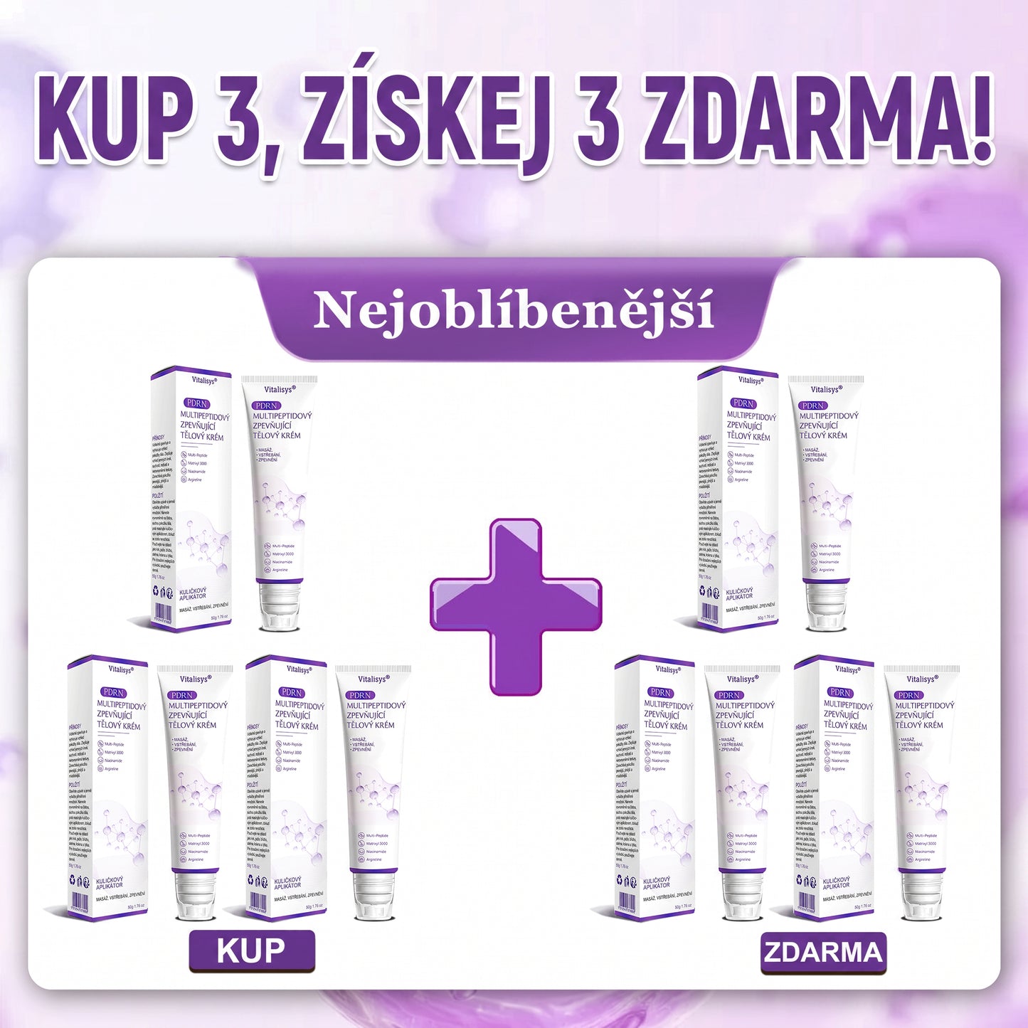 Vitalisys®🍋 PDRN Multi-Peptide Masážní tělový krém s válečkem — proti stárnutí, hydratuje, zpevňuje a liftinguje pokožku, podporuje regeneraci, sjednocuje tón pleti a pečuje o nedokonalosti a tmavé skvrny.