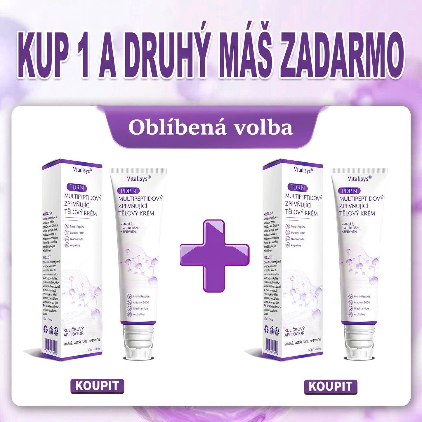 Vitalisys®🍋 PDRN Multi-Peptide Masážní tělový krém s válečkem — proti stárnutí, hydratuje, zpevňuje a liftinguje pokožku, podporuje regeneraci, sjednocuje tón pleti a pečuje o nedokonalosti a tmavé skvrny.
