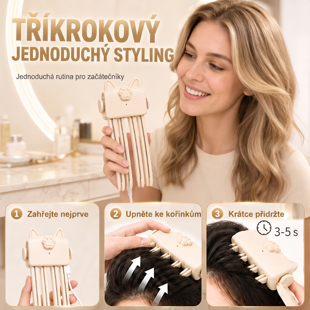 👑👑 Přes 48 tis. prodaných kusů 💇 Bezdrátový vyhřívaný skřipec pro zvětšení objemu u kořínků, přenosný stylingový nástroj na cesty pro jemné a zplihlé vlasy