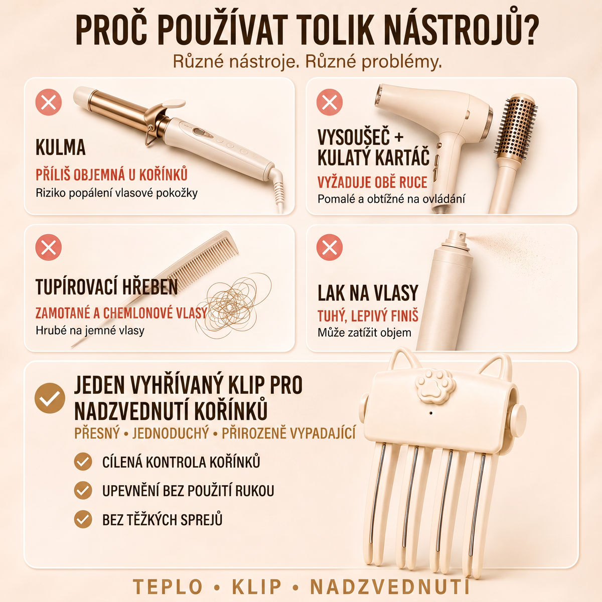 👑👑 Přes 48 tis. prodaných kusů 💇 Bezdrátový vyhřívaný skřipec pro zvětšení objemu u kořínků, přenosný stylingový nástroj na cesty pro jemné a zplihlé vlasy