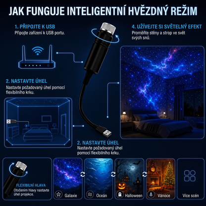 Vitalisys® 5D Chytrý Hvězdný Projektor 🌌 – 30+ dynamických scén a ovládání přes aplikaci 🔥