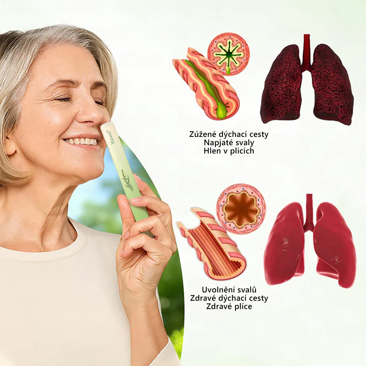 🇨🇿 Vysoce kvalitní český produkt s doručením po celé ČR ❤️ Murwon® bylinný inhalátor pro očistu plic🥐(👨‍⚕️ Účinná pomoc při: kašli, bolesti v krku, dušnosti, zahlenění, ucpaném nosu, zánětu průdušek, alergických příznacích a plicních potížích)🍈