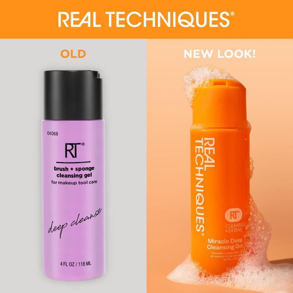 Real Techniques Miracle hloubkově čisticí gel, šampon na čištění kosmetických štětců a houbiček, veganský a cruelty-free, lahvička 118 ml