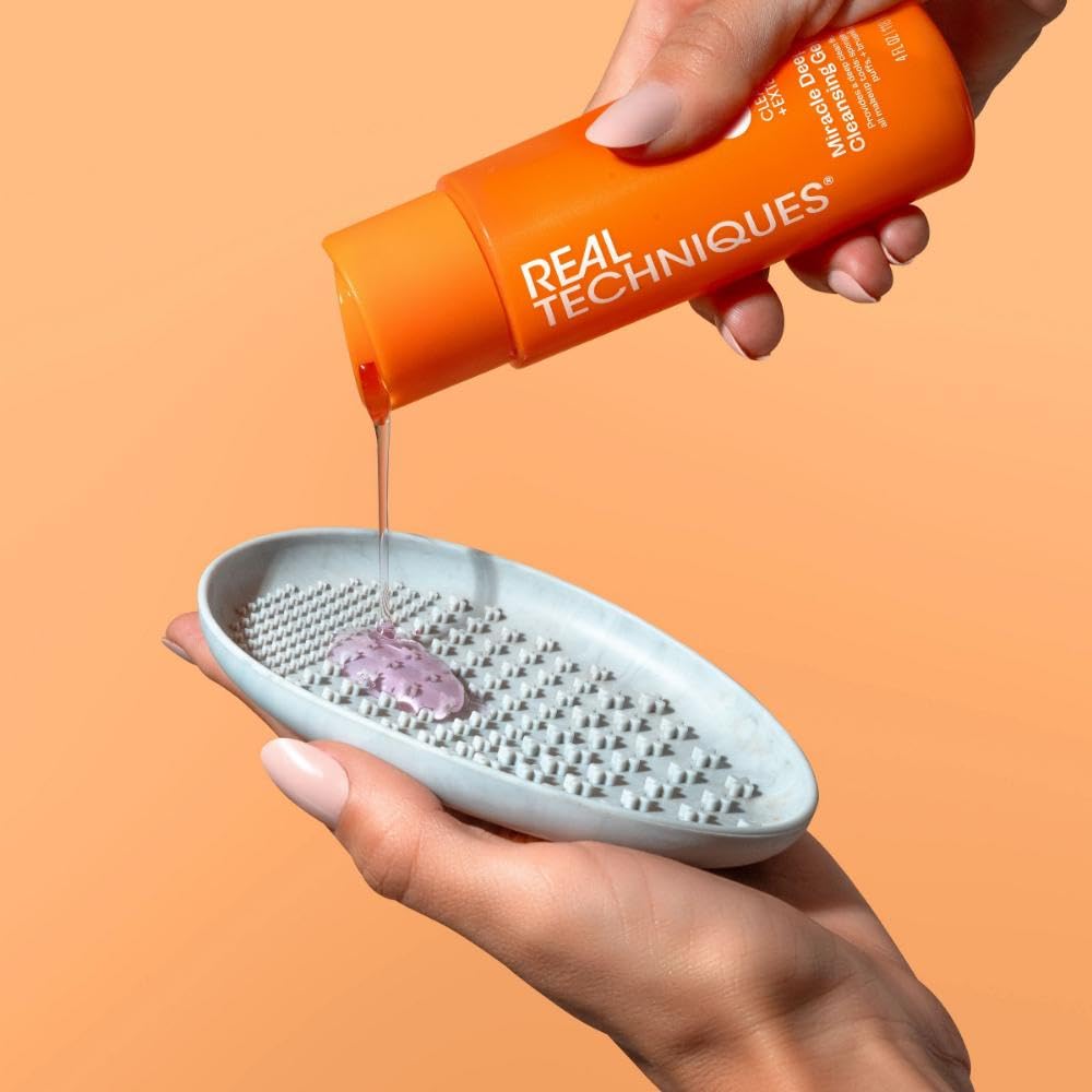 Real Techniques Miracle hloubkově čisticí gel, šampon na čištění kosmetických štětců a houbiček, veganský a cruelty-free, lahvička 118 ml