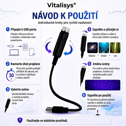 Vitalisys® 5D Chytrý Hvězdný Projektor 🌌 – 30+ dynamických scén a ovládání přes aplikaci 🔥