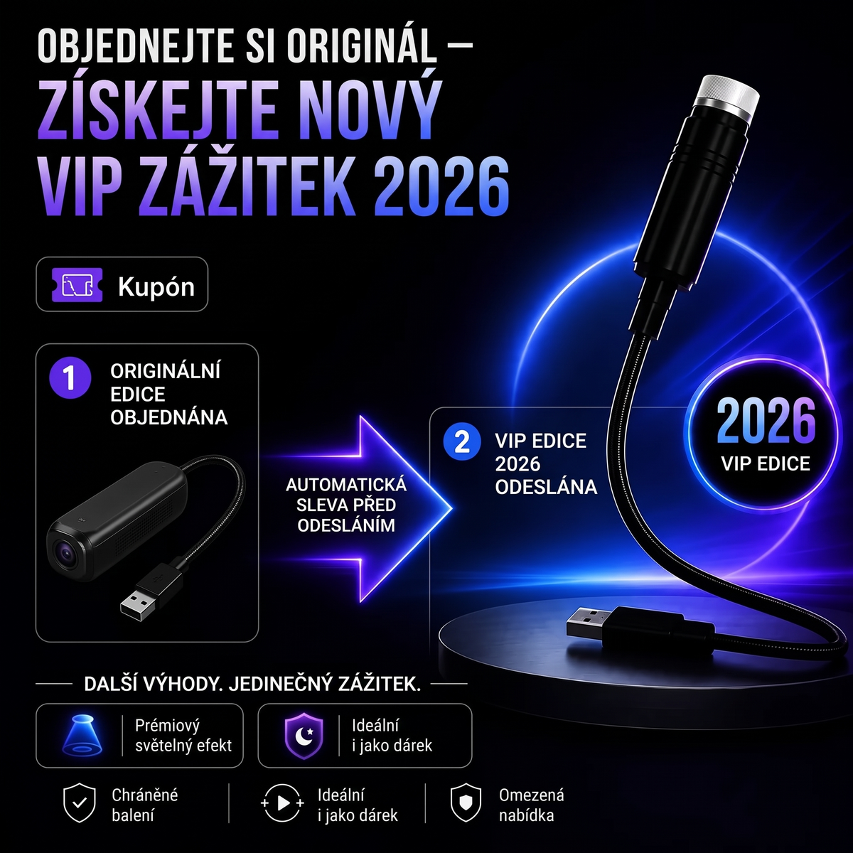 Vitalisys® 5D Chytrý Hvězdný Projektor 🌌 – 30+ dynamických scén a ovládání přes aplikaci 🔥