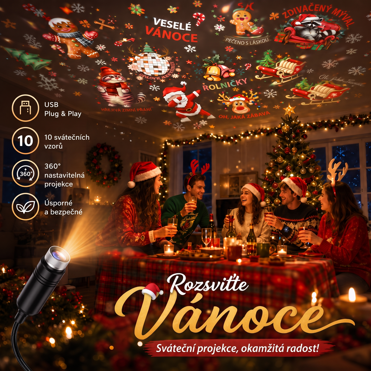 Vitalisys® 5D Chytrý Hvězdný Projektor 🌌 – 30+ dynamických scén a ovládání přes aplikaci 🔥
