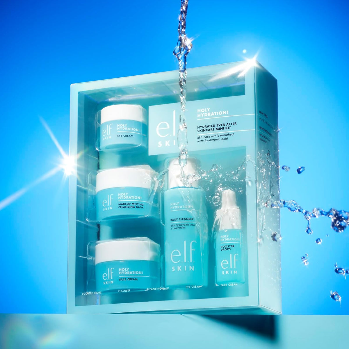 e.l.f. SKIN Holy Hydration! Hydrated Ever After Skincare Mini Kit – mini sada péče o pleť (čisticí gel, odličovač, hydratační krém)