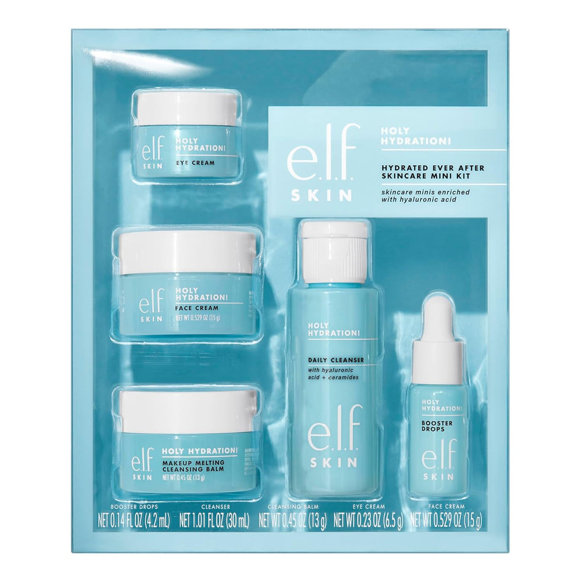 e.l.f. SKIN Holy Hydration! Hydrated Ever After Skincare Mini Kit – mini sada péče o pleť (čisticí gel, odličovač, hydratační krém)