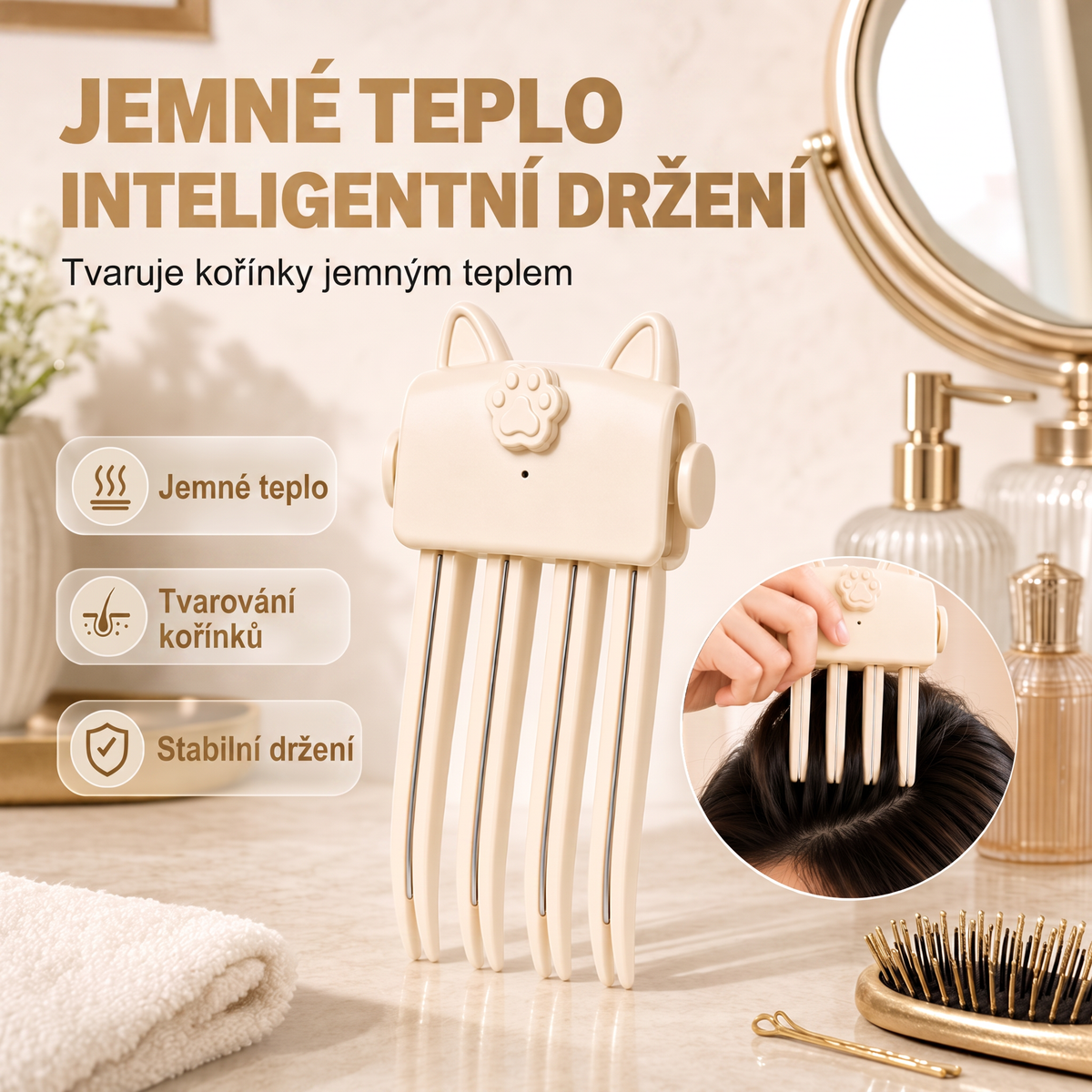 Přes 48 tis. prodaných kusů 💇 Bezdrátový vyhřívaný skřipec pro zvětšení objemu u kořínků, přenosný stylingový nástroj na cesty pro jemné a zplihlé vlasy 💎