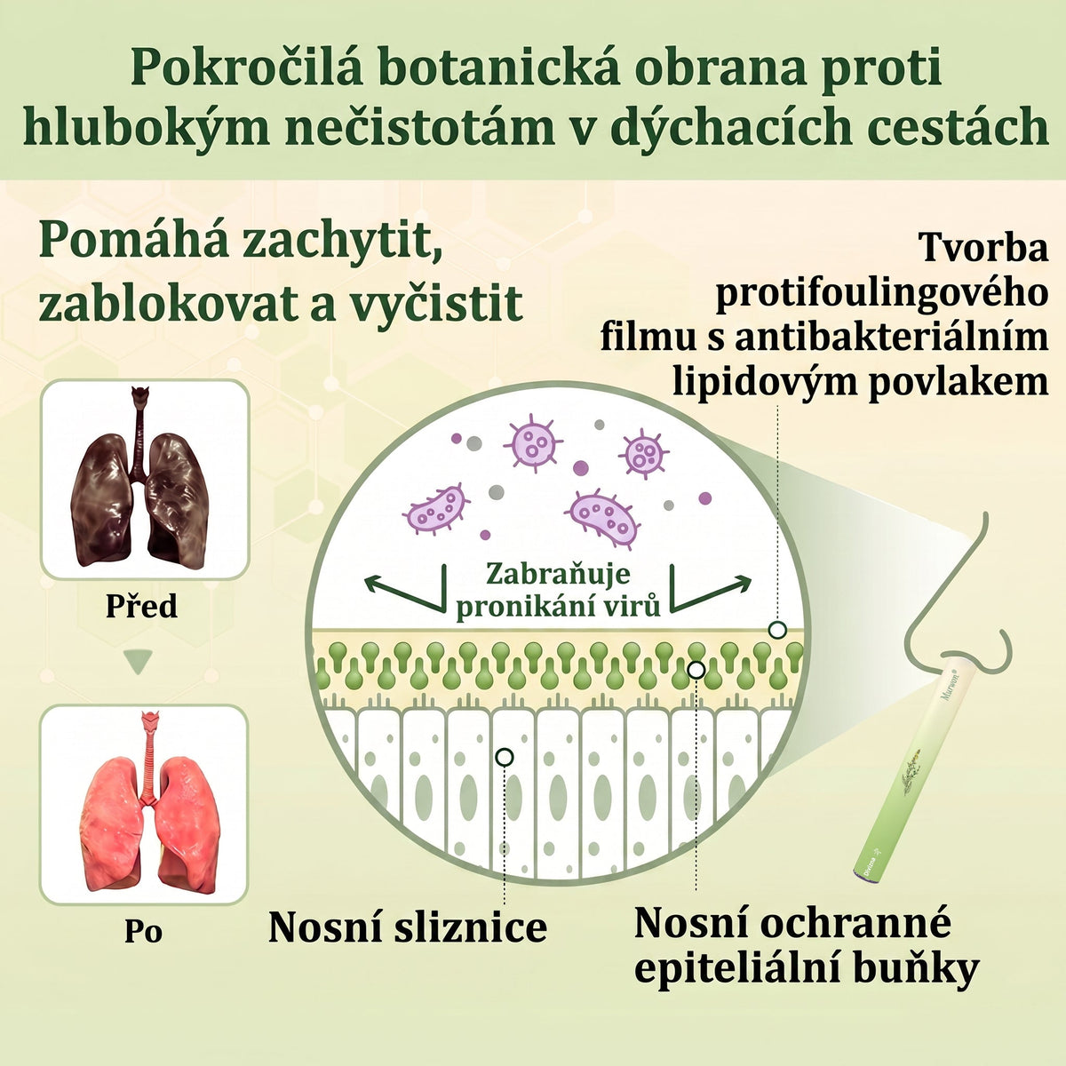 🇨🇿 Vysoce kvalitní český produkt s doručením po celé ČR ❤️ Murwon® bylinný inhalátor pro očistu plic🥐(👨‍⚕️ Účinná pomoc při: kašli, bolesti v krku, dušnosti, zahlenění, ucpaném nosu, zánětu průdušek, alergických příznacích a plicních potížích)🍈
